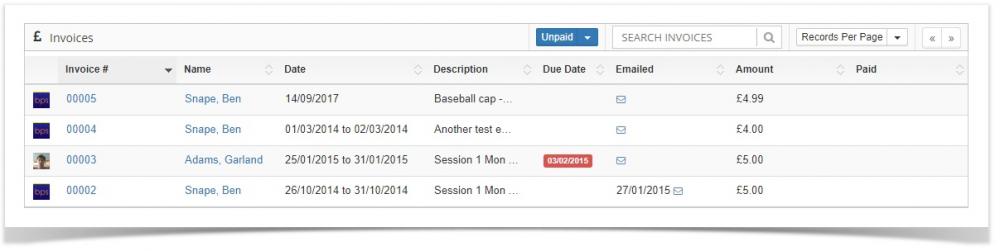 Invoices | Manage My Club