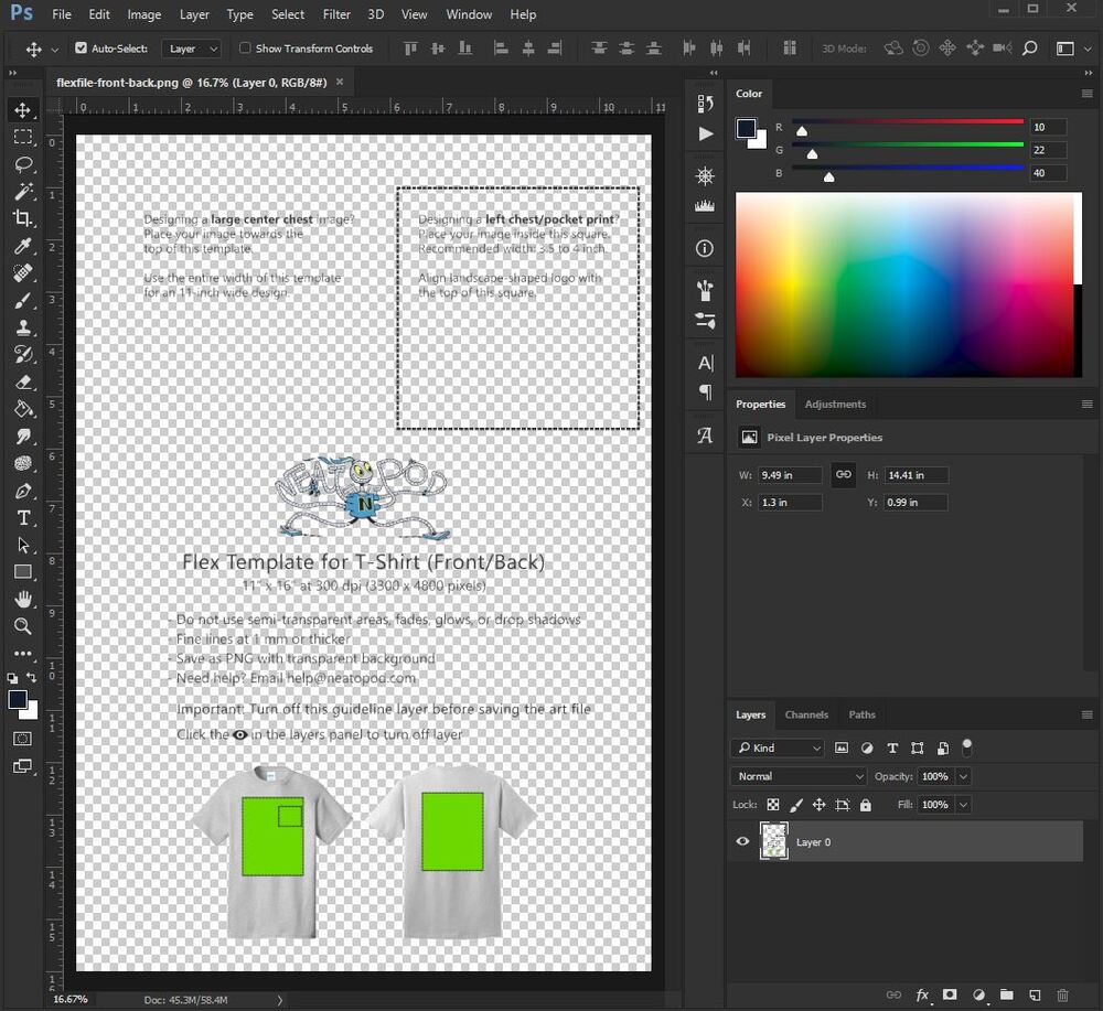 Using the Template to Create an Art File | NeatoPOD Support